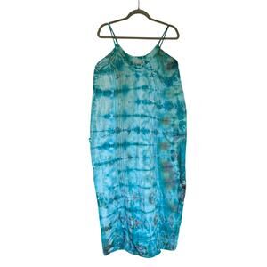 SEASPICE Maxi Dress SZ L 100 Peruvian Cotton Resort Wear Tie Dye Beachy